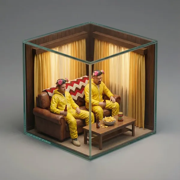 Filmszenen verwandelt in Miniatur-isometrische Dioramen